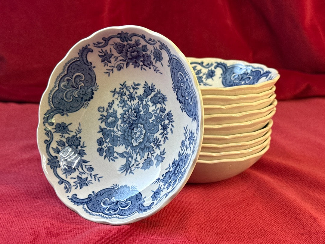 Lot de 10 coupelles Ridgway Windsor, décor floral bleu et oiseaux