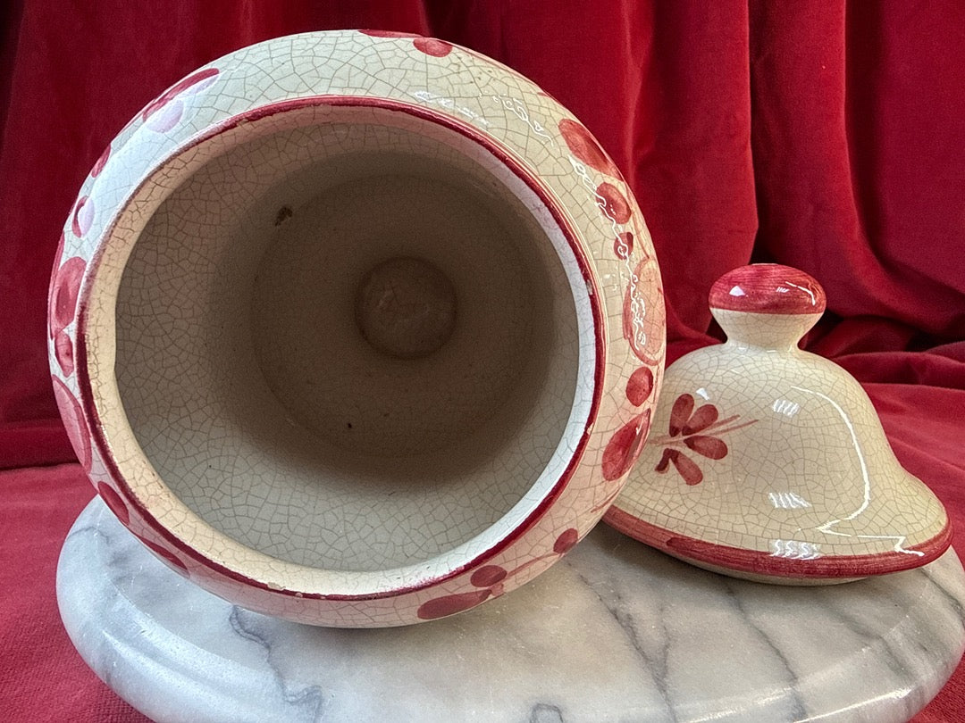 Pot décoratif de style pharmacie « Tilleul », céramique à fleurs roses