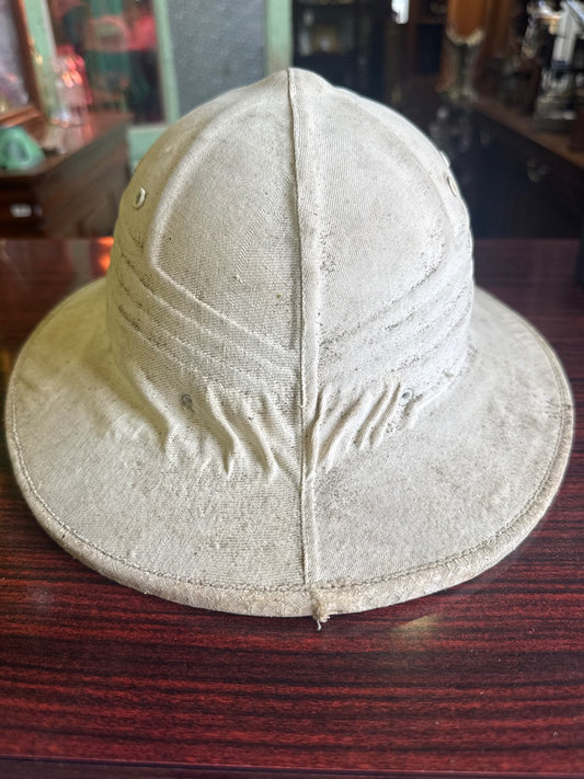 Casque colonial – Vintage – Chapeau – Toile de coton beige