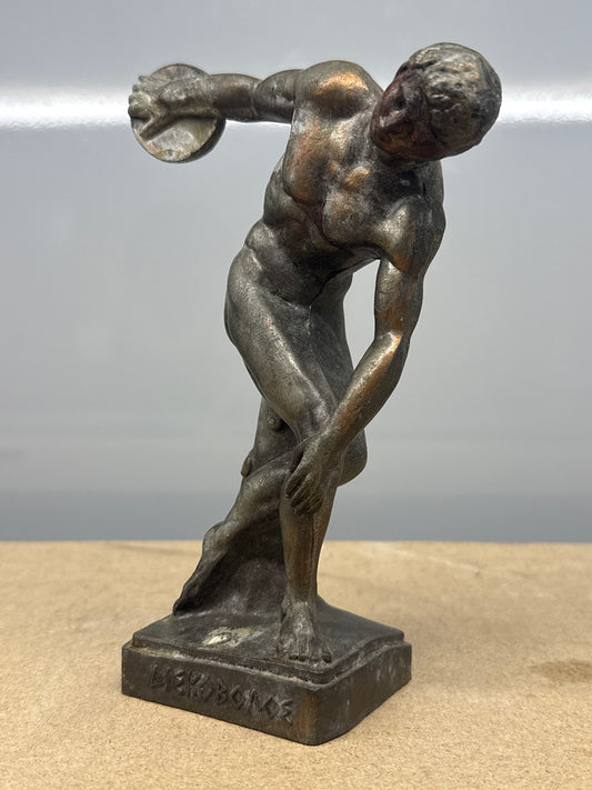 Statue – Discobole En Métal – Bibelots – Décoration Vintage