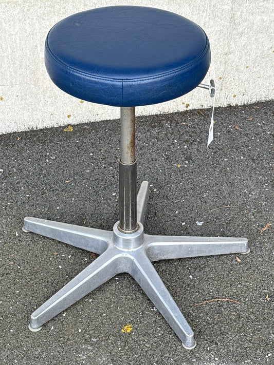 Tabouret de bureau - Vintage - Mobilier - Assise simili bleu
