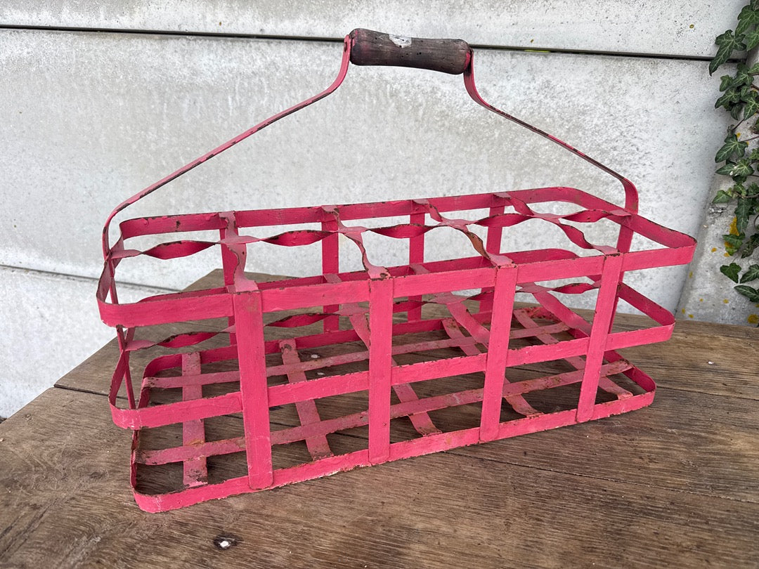Porte-bouteilles – Vintage – Panier – Métal rose