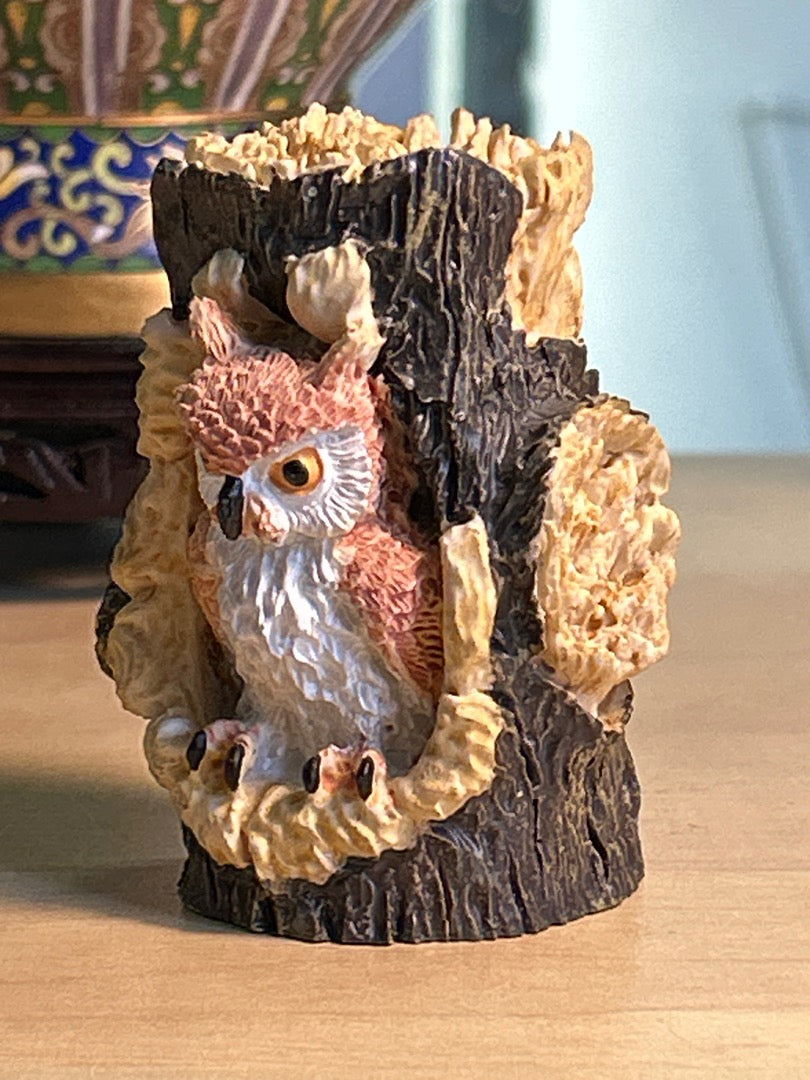 Figurine Chouette / Hibou Dans Son Tronc