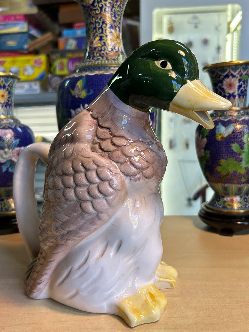 Carafe Barbotine Canard En Ceramique