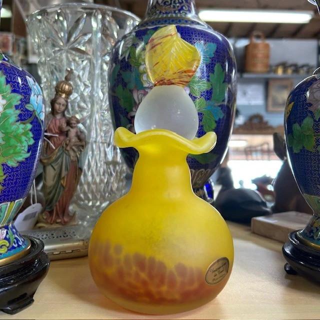 Vase en Pâte de Verre avec un bouchon Verrerie d'art de Toul pièce unique
