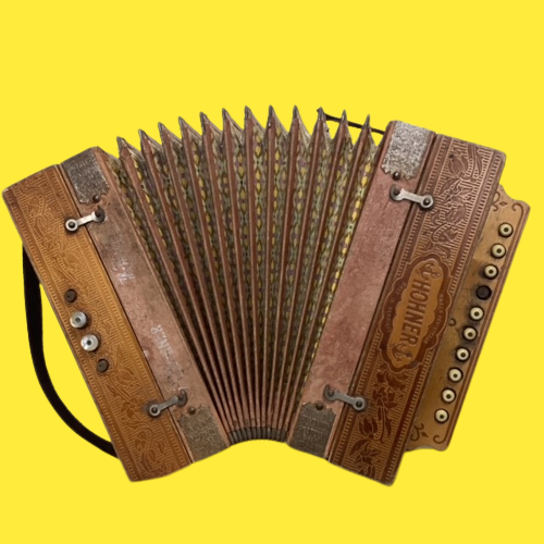 Ancien Accordéon Bois Hohner Marca Registrada Diatonique 10 Boutons Gaucher