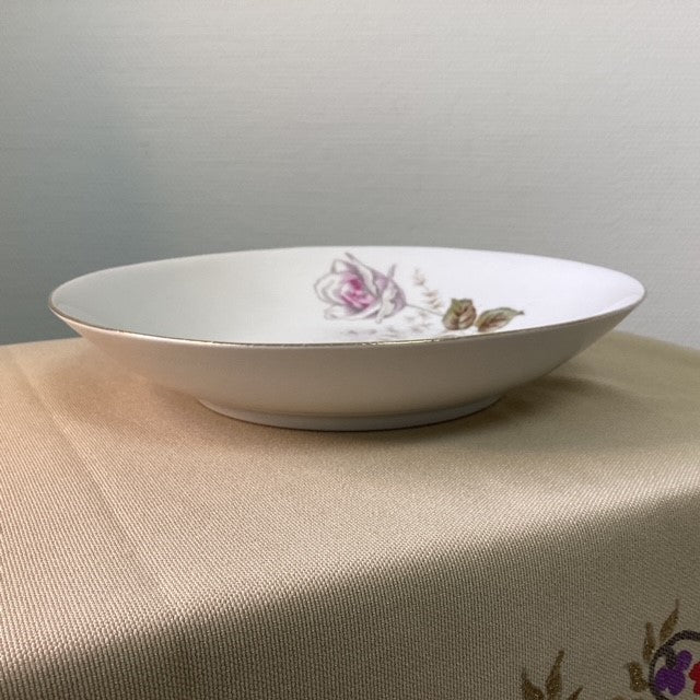 Assiette Creuse Porcelaine Euro Import Motif Fleur Rose