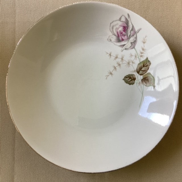 Assiette Creuse Porcelaine Euro Import Motif Fleur Rose