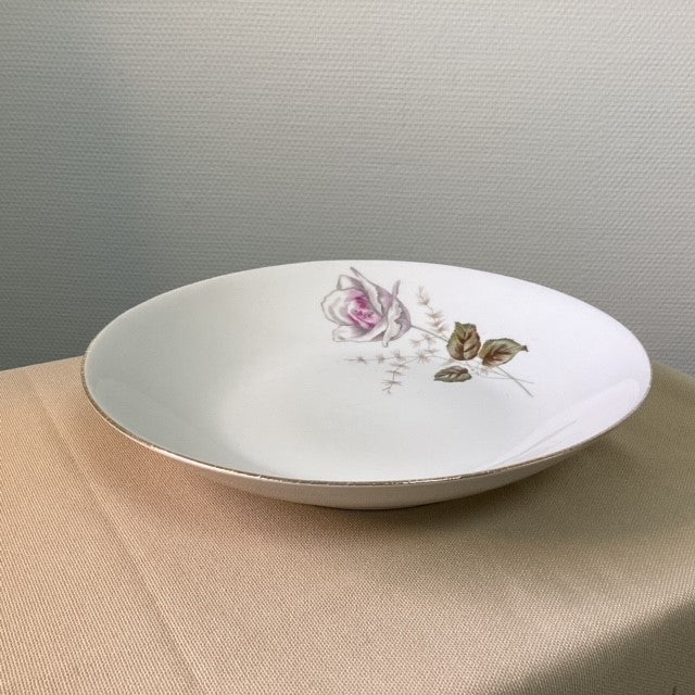 Assiette Creuse Porcelaine Euro Import Motif Fleur Rose