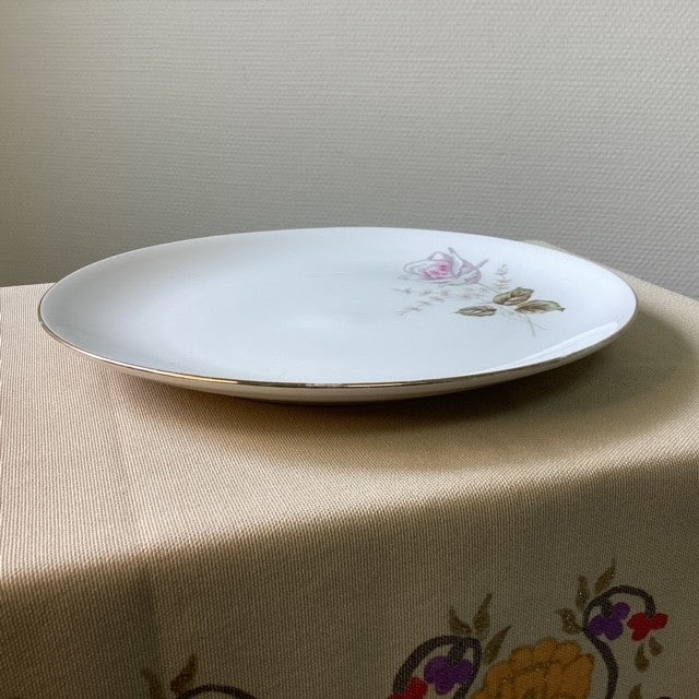 Assiette Plate Porcelaine Euro Import Motif Fleur Rose