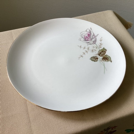 Assiette Plate Porcelaine Euro Import Motif Fleur Rose