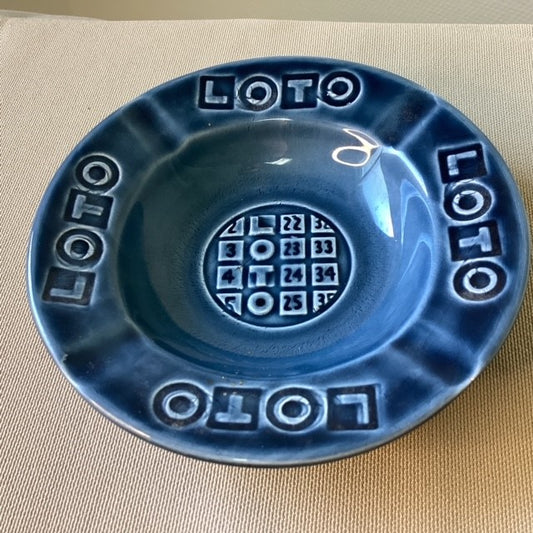 Cendrier Publicitaire Loto Loterie Nationale Faïence de Gien 14 cm