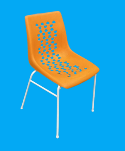Chaise Bistrot des Années 1970 Plastique Orange Allibert Serie Alladin