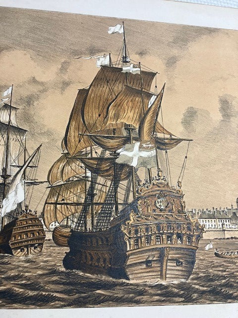 Tableau Gravure Estampe Signé Daniel Derveaux 1946 St Malo Au Siècle De Louis XIV