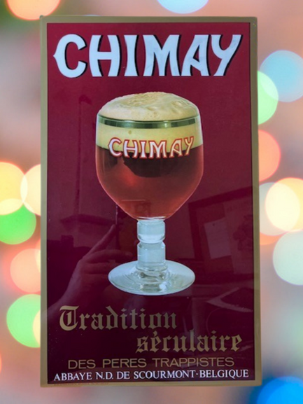 Plaque Tole Cartonné Affiche Publicitaire Bière Chimay No Émaillé