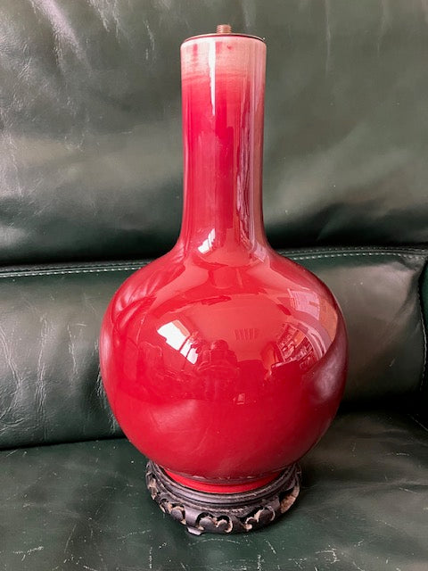 Vase Bouteille Sang De Boeuf Chine Fin Du XIX eme Siècle