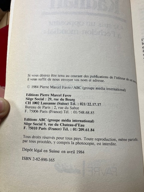 Livre Kadhafi Je Suis Un Opposant à L'échelon Mondial