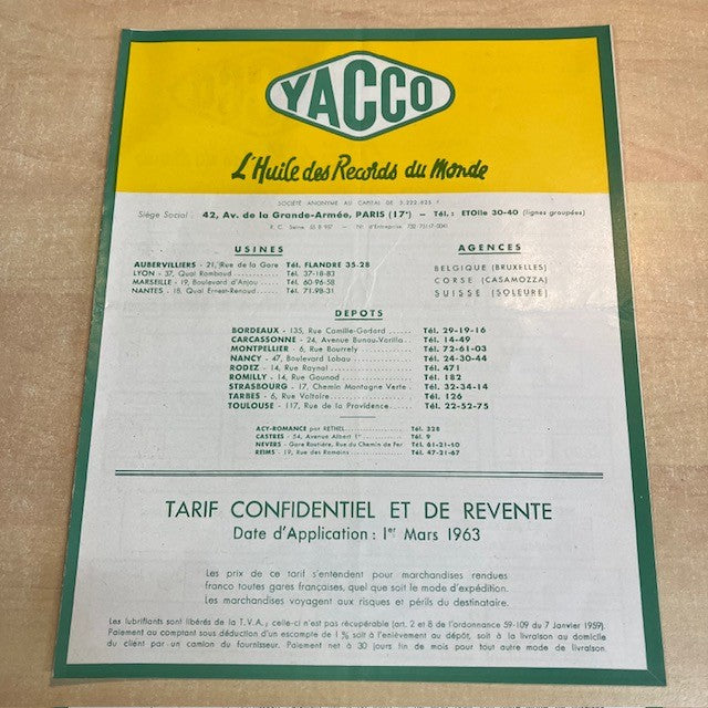 Document Ancien Publicité Livret Yacco Huile Moteur Des Records Du Monde