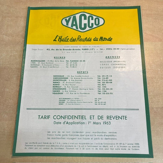 Document Ancien Publicité Livret Yacco Huile Moteur Des Records Du Monde