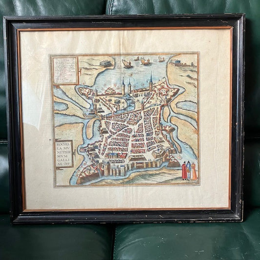 Gravure Rare Carte Vue Plan La Rochelle Siège Du Duc D'anjou 1573