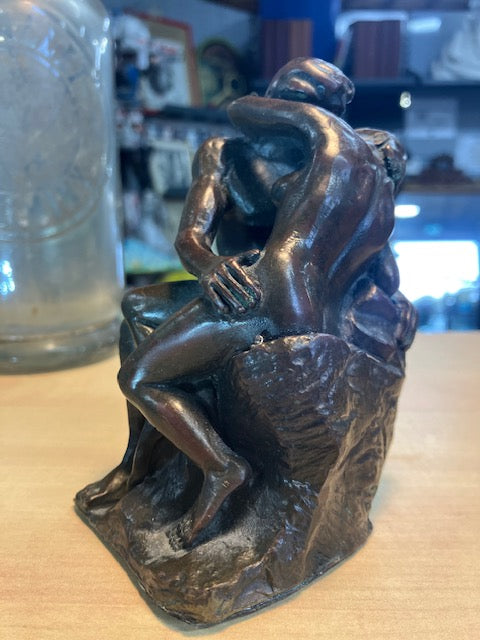 Statue Antiquité Bronze Le Baiser D'après Rodin