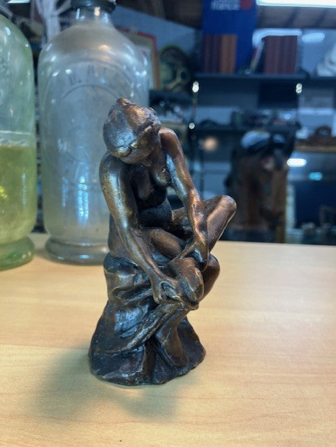 Statue Antiquité Bronze Femme Nue S'essuyant le Pied Dalou