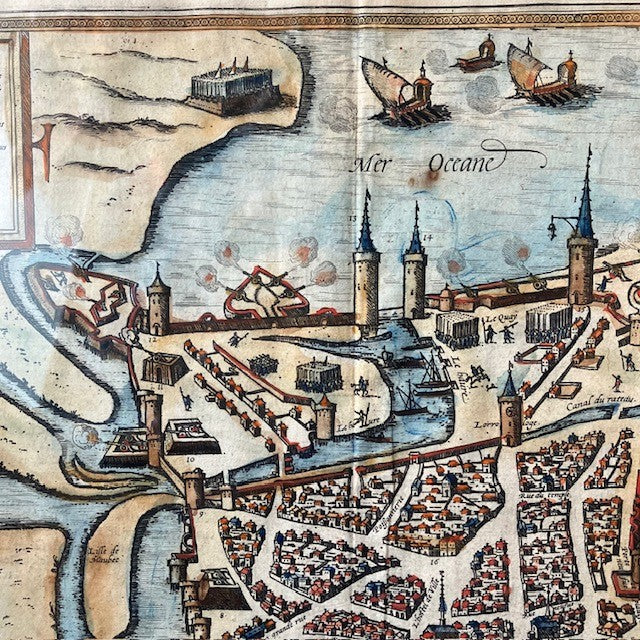 Gravure Rare Carte Vue Plan La Rochelle Siège Du Duc D'anjou 1573