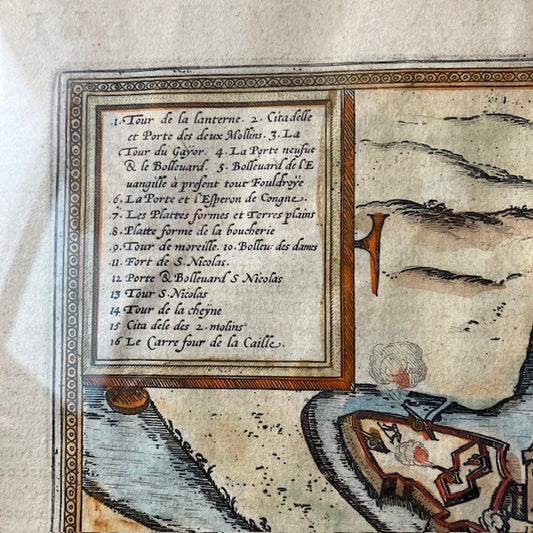 Gravure Rare Carte Vue Plan La Rochelle Siège Du Duc D'anjou 1573