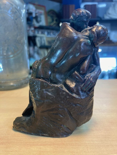 Statue Antiquité Bronze Le Baiser D'après Rodin