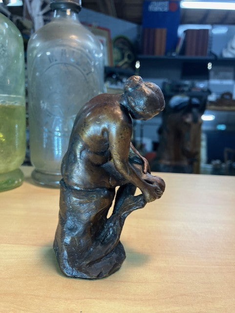 Statue Antiquité Bronze Femme Nue S'essuyant le Pied Dalou