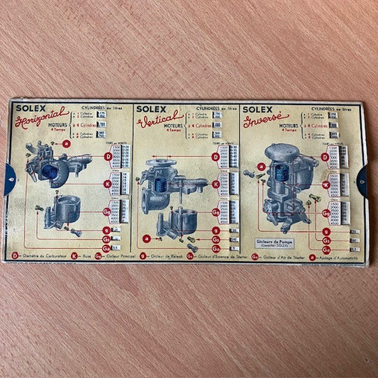Document Ancien Calculateur Omaro Publicitaire, Réglage des Carburateurs Solex