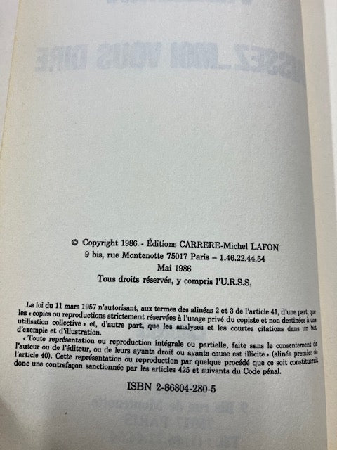 Livre Laissez-moi vous dire Villemin Christine 1986
