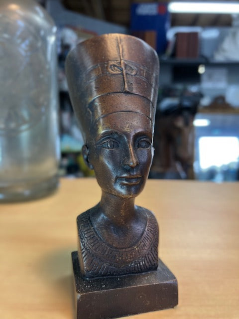 Statue Antiquité Bronze Le Reine Nefertiti Egyptienne