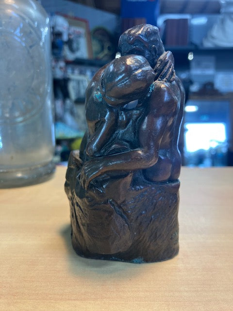 Statue Antiquité Bronze Le Baiser D'après Rodin