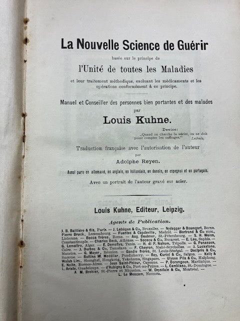 Livre 1893 La Nouvelle Science De Guérir Louis Kuhne