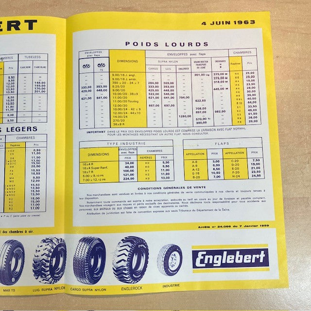 Document Ancien Publicité Livret Englebert  Société Francaise Du Pneu Auto 4 Juin 1963