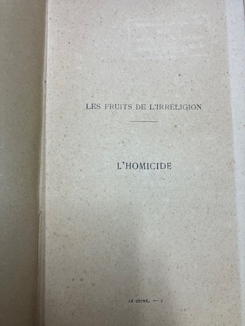 Livre Paul Barbier Les Fruits De L'Irréligion Les Crimes