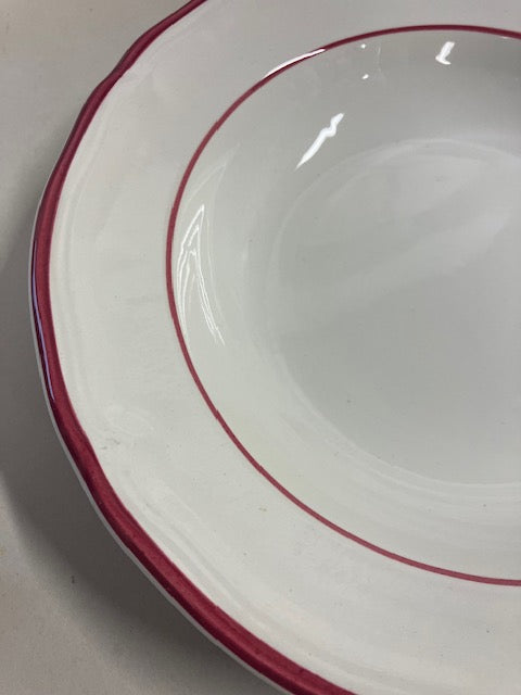 Assiette Creuse Vintage Ceramica Quadrifoglio Bordeaux et Blanc