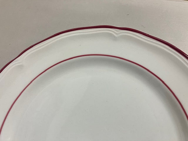 Assiette Plate Vintage Ceramica Quadrifoglio Bordeaux et Blanc