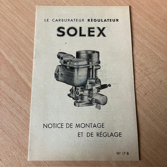 Livret, Notice De Montage Et De Réglage Pour Carburateur Régulateur Solex