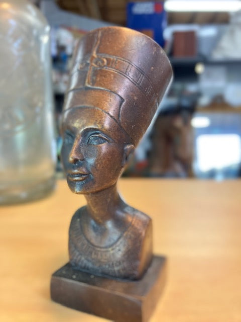 Statue Antiquité Bronze Le Reine Nefertiti Egyptienne