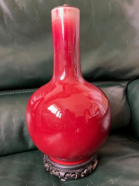 Vase Bouteille Sang De Boeuf Chine Fin Du XIX eme Siècle