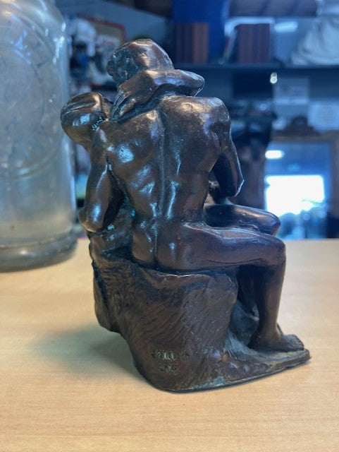 Statue Antiquité Bronze Le Baiser D'après Rodin