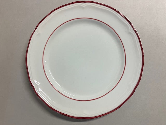 Assiette Plate Vintage Ceramica Quadrifoglio Bordeaux et Blanc