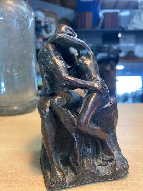 Statue Antiquité Bronze Le Baiser D'après Rodin