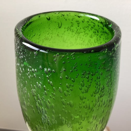 Grand Vase Verre Vert Bullé style Biot