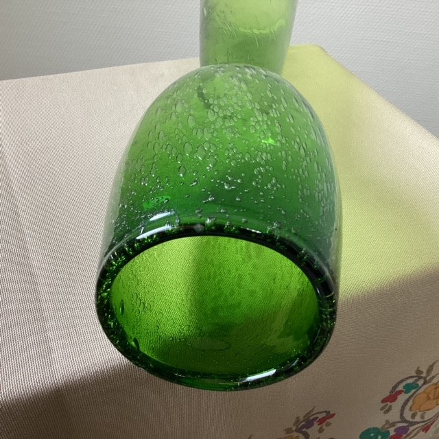 Grand Vase Verre Vert Bullé style Biot