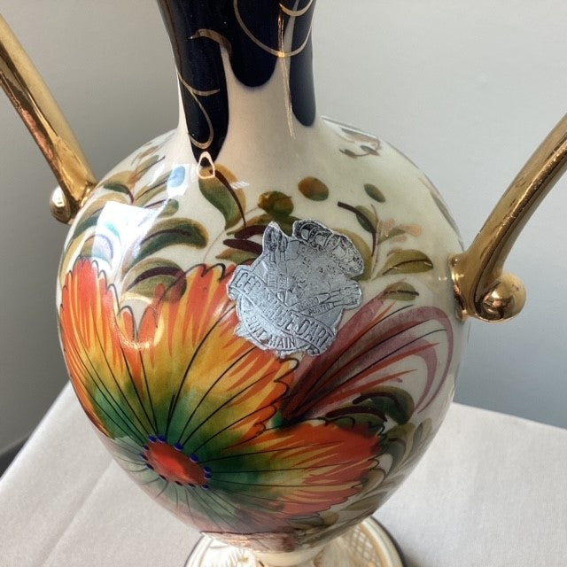 Vase Motif Fleur Hubert Bequet Céramique D'art Faïence Belge