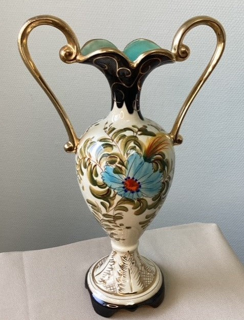 Vase Motif Fleur Hubert Bequet Céramique D'art Faïence Belge