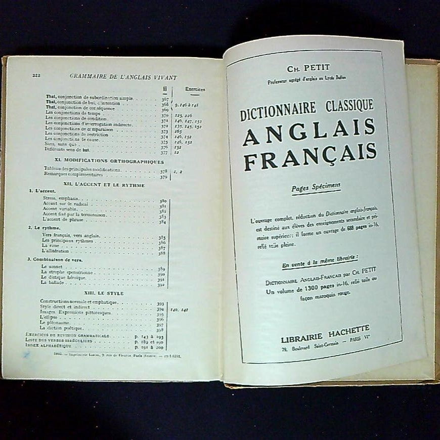 Livre Grammaire De L'Anglais Vivant, Par P.M Carpentier-Fialip